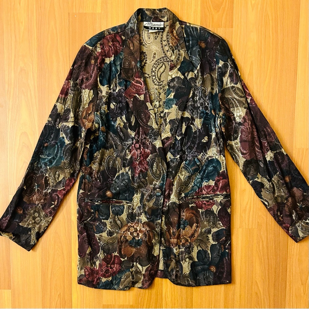 Vintage Early 90s Sexy Sofa Print Floral Brocade Blazer